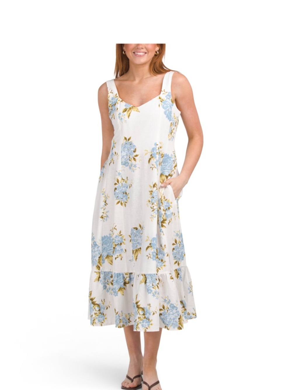 Cynthia Rowley Blue Hydrangea floral midi dress #mididress
Size 10